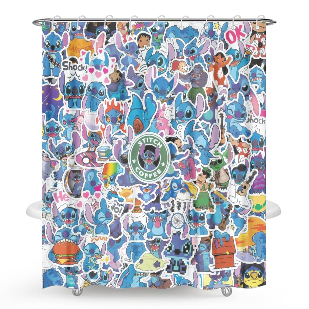 Cartoon Stitch Shower Curtain Winter Fashion Bathroom Curtain