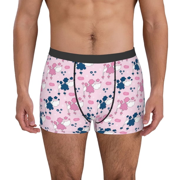 Balery Cartoon Poodle Dog Calzoncillos bóxer para hombre, ropa interior de algodón suave y transpirable con cinturilla de nailon-Medium
