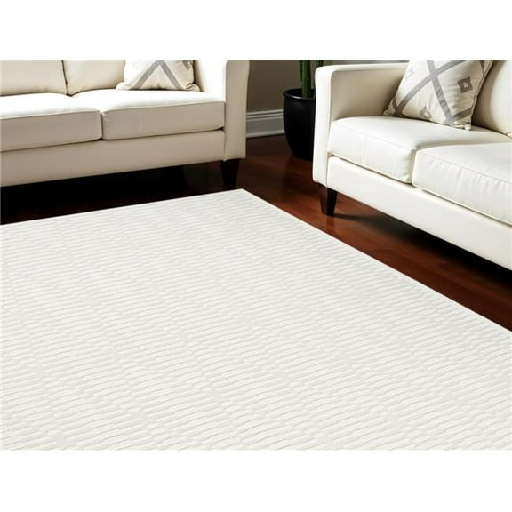 HomeRoots 569764 8 x 10 ft. Geometric Rectangle Area Rug, Ivory
