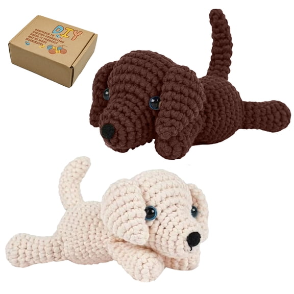 GIRACOA Beginner Crochet Kit for Animals - Complete DIY Amigurumi Puppy Dog Set with Step-by-Step Video Tutorials - Learn to Crochet Kit for Adults & Kids