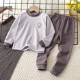 thumbnail image 2 of WERYOUNG Kids Thermal Outfits Long Sleeve Crewneck Thickened Tops And Pants Kids Cozy Home Wear Sets For Girls Boys Autumn Winter Comfortable Clothing Sets 3-4 Years, 2 of 4