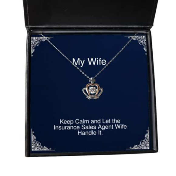 Keep Calm and Let The Insurance Sales Agent Wife Handle. Pendentif Couronne Collier, Cadeau de Mari, Bijou Inspirant pour Femme