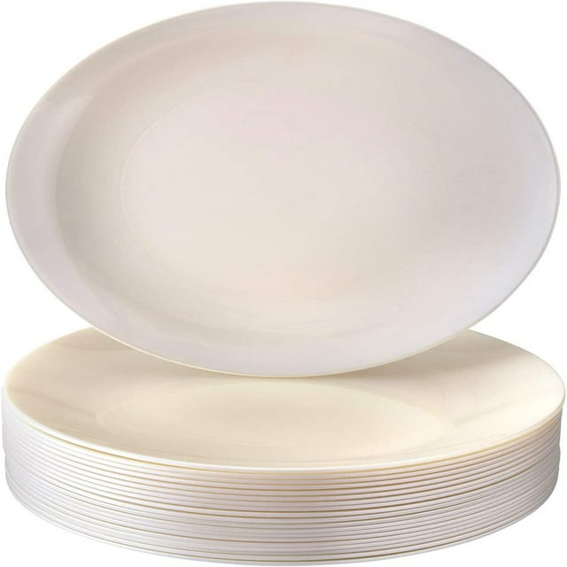 Assiettes Jetables en Plastique au Design Moderne pour Fête (10 Pcs) Ensemble de Vaisselle Jetable Robuste 10,25” Aspect Porcelaine Fine Vaisselle en Plastique Idéale pour Baby Showers Mariages Anniversaires an