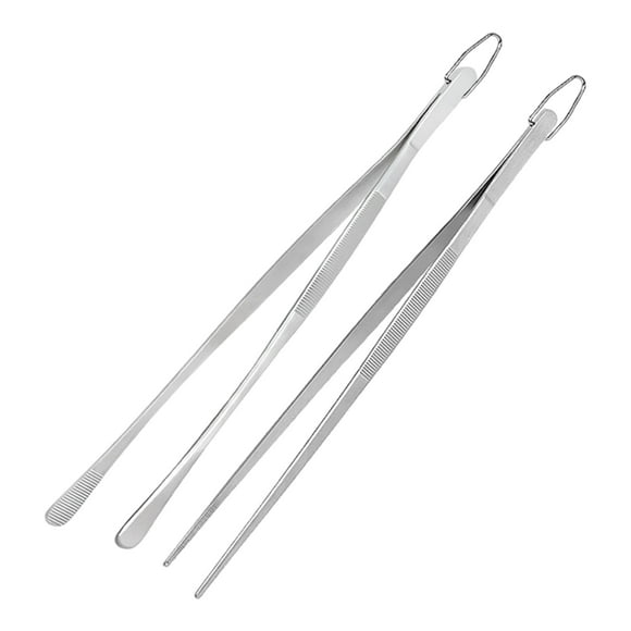 Homelife 2Pcs Kitchen Cooking Tongs 12 Inch Food Clamp Stainless Steel Fine Tweezers with Serrated Tips for Chef Grill BBQ Pasta Salad