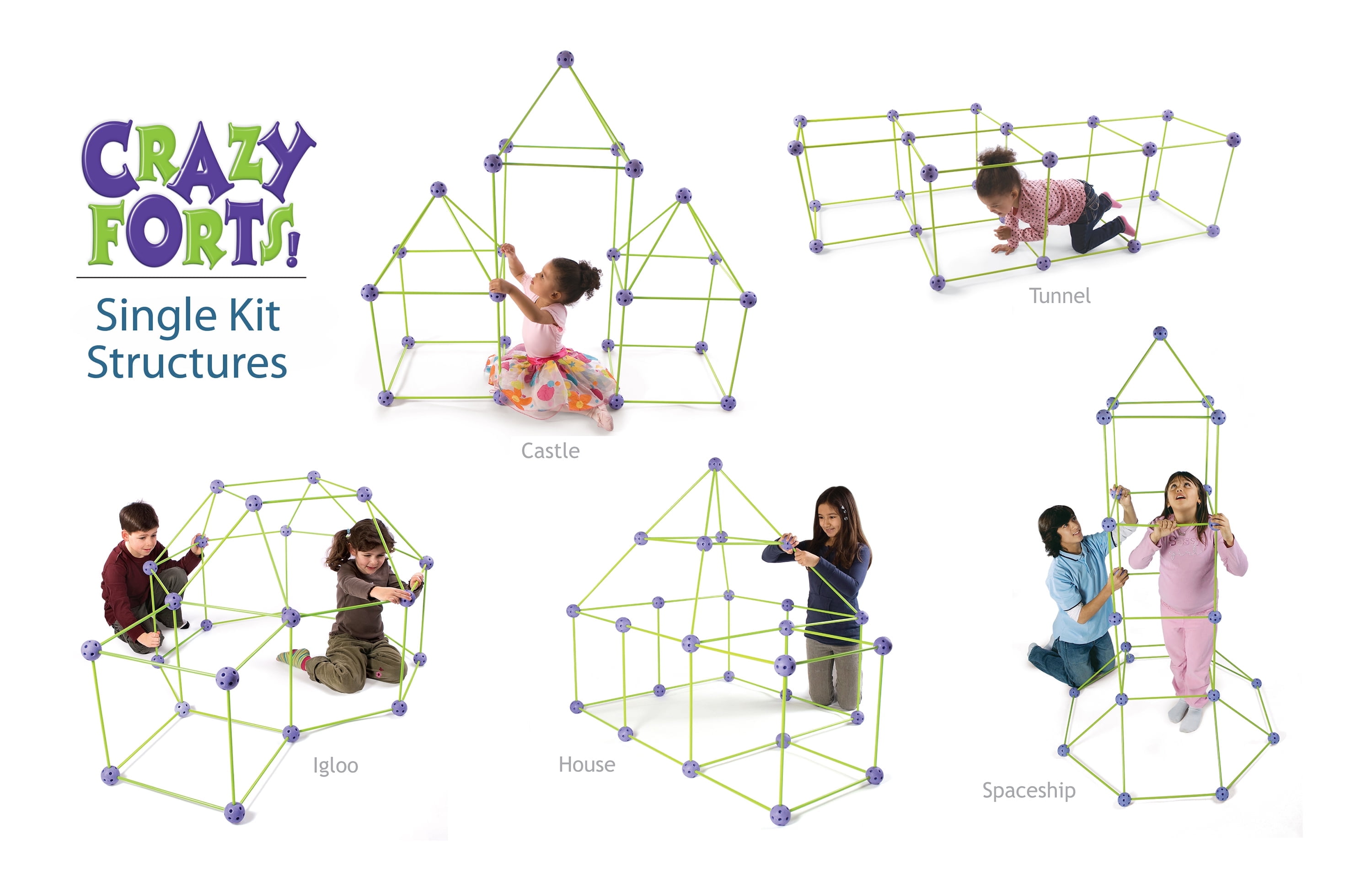 Crazy Forts! 69 Piece Buildable Indoor/Outdoor Play Fort Playset
