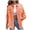 Orange, variant on IROINNID Women's Denim Jacket Turndown Lapel Solid Color Long Sleeve Casual Button Loose Denim Jacket With Burrs And Holes, Purple