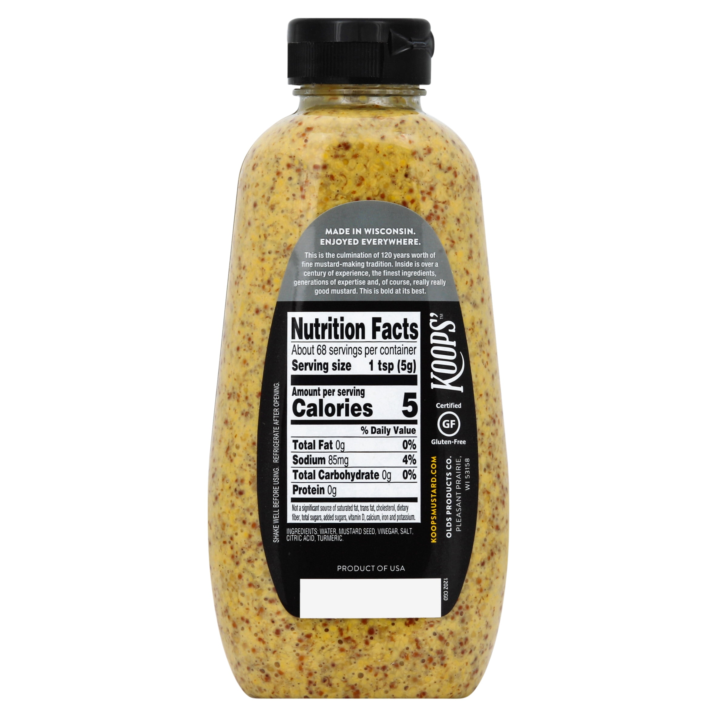 (5 pack) Koops' Mustard,  Stone Ground Mustard, 12 oz