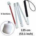 thumbnail image 3 of Bastón plegable de aluminio blanco para personas ciegas y con discapacidad visual (6 secciones plegables) (135 cm (53,1 pulgadas), mango negro), 3 of 5