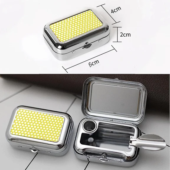Mini Portable Ashtray, Pocket Ashtray Windproof Ashtray With Lid Square Metal Ashtray Car Ash Tray Vehicle Cigarette Ashtray