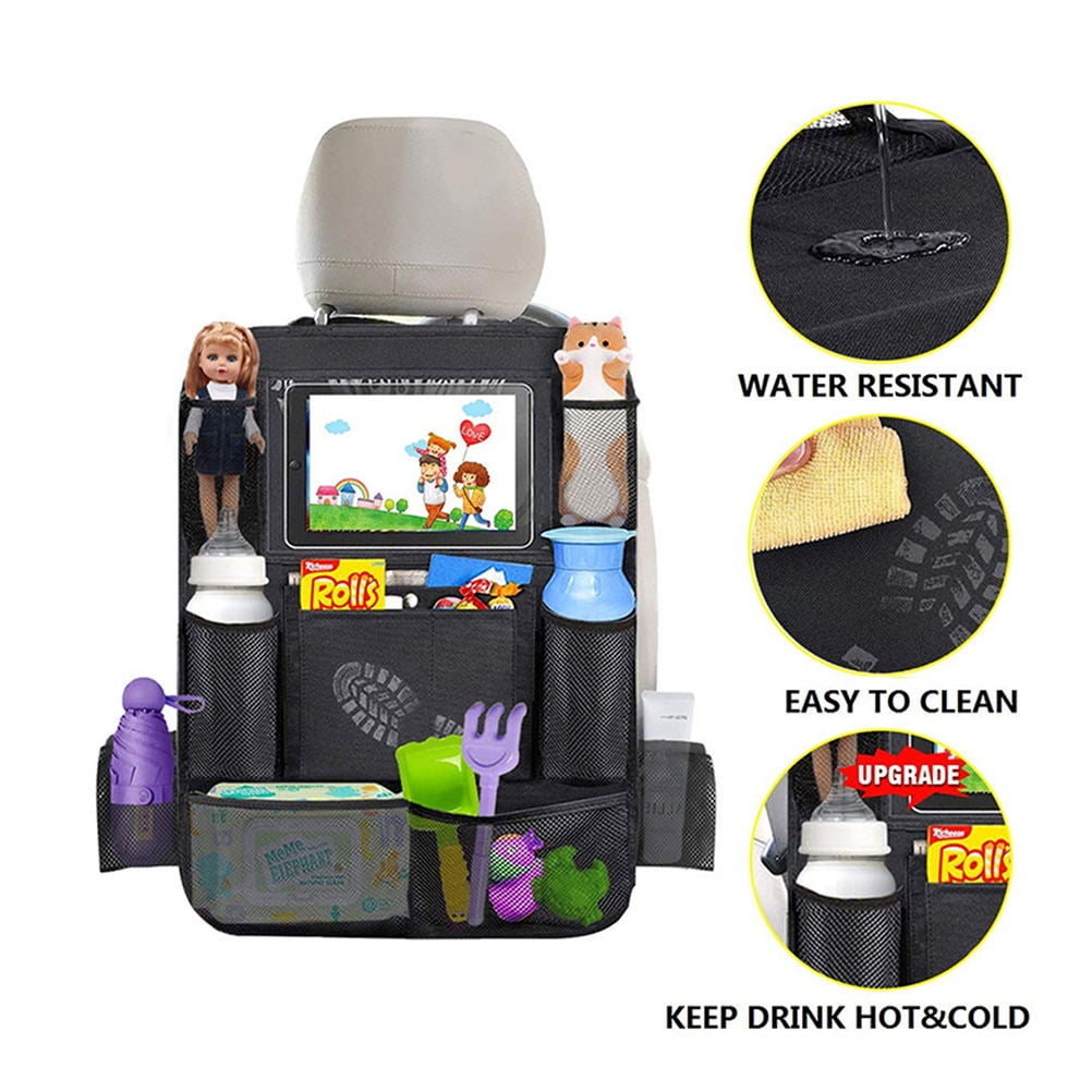 FOMIYES 2-Pack Oxford Cloth Car Back Seat Organizer with Multi Pockets for Travel Storage, Black