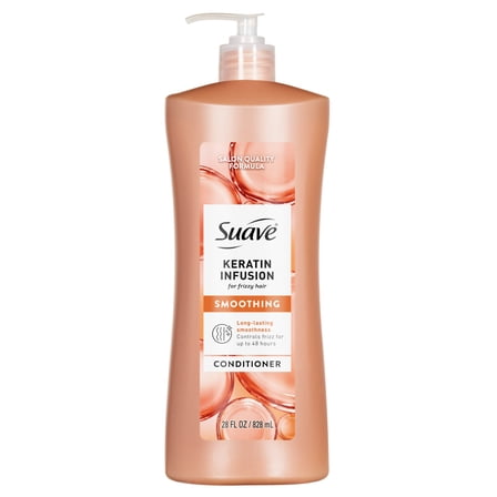 Suave Keratin Infusion Smoothing Conditioner For Frizzy Hair, 48HR Frizz Control, 28 FL OZ