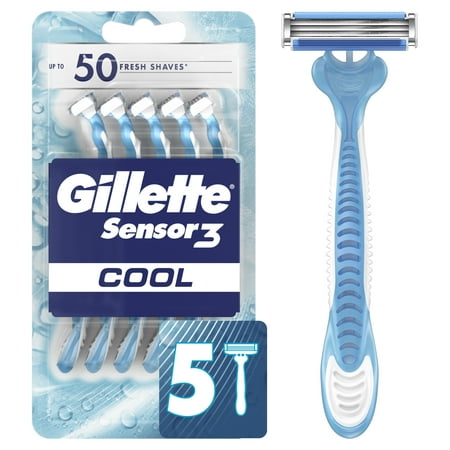 Gillette Sensor3 Cool Men's Disposable Razor, 5 Razors