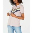 thumbnail image 1 of Hippie Rose Juniors' Colorblock Stripe Short-Sleeved Hoodie, 1 of 1