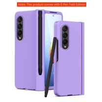 Dteck Case for Samsung Galaxy Z Fold 4,Shockoof Armor Case Hinge Protection Built-in Screen Protector Hard PC Cover for Galaxy Z Fold4 5G with Pen Stylus,Purple