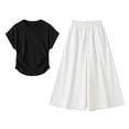 thumbnail image 5 of Paiwinds Girls Kids Summer Solid Color Outfit Short Sleeve T-Shirt And Long Pants Two-Piece Set Casual Comfortable, 5 of 7