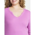 thumbnail image 4 of Terra & Sky Women's Plus Long Sleeve Notch Neck Top, Sizes 0X-5X, 4 of 5