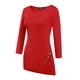 thumbnail image 1 of INSPIRAR CHIC Blusas de Mujer Cuello Redondo Manga 3/4 Decoración de Botones Dobladillo Irregular Estilo Casual XS Rojo, 1 of 6