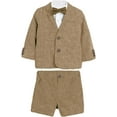 thumbnail image 3 of Lycody Boys Linen Child 2 Pieces Suit Blazer+Shorts Wedding Party Set Kids Spring Summer Clothes Set Child Performance Graduation Sandbeach, 3 of 8