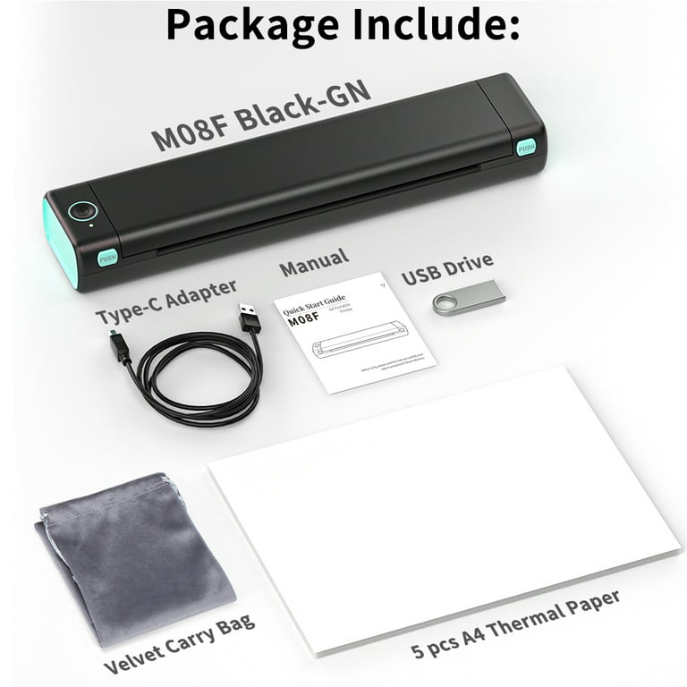 Itari M08F - Letter Portable Printer Wireless for Travel with 100