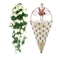 thumbnail image 2 of Decorations White Rattan Rose Wall Hanging Set with Iron Planter and Hook for Home Decor Garden Arrangement(1-Piece) Rkxzt, 2 of 9