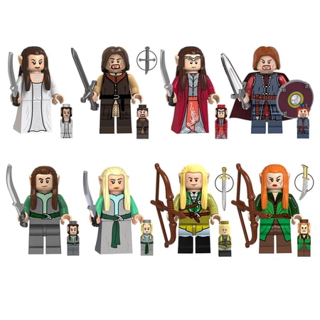8 Pcs Lord of the Rings Action Figures Building Blocks Toys Set, Collectible 1.77 Inchs Arwen Boromir Elves Aragorn Minifigures Building Kits Awesome Gift for Kids Fans of the Rings Building Toys
