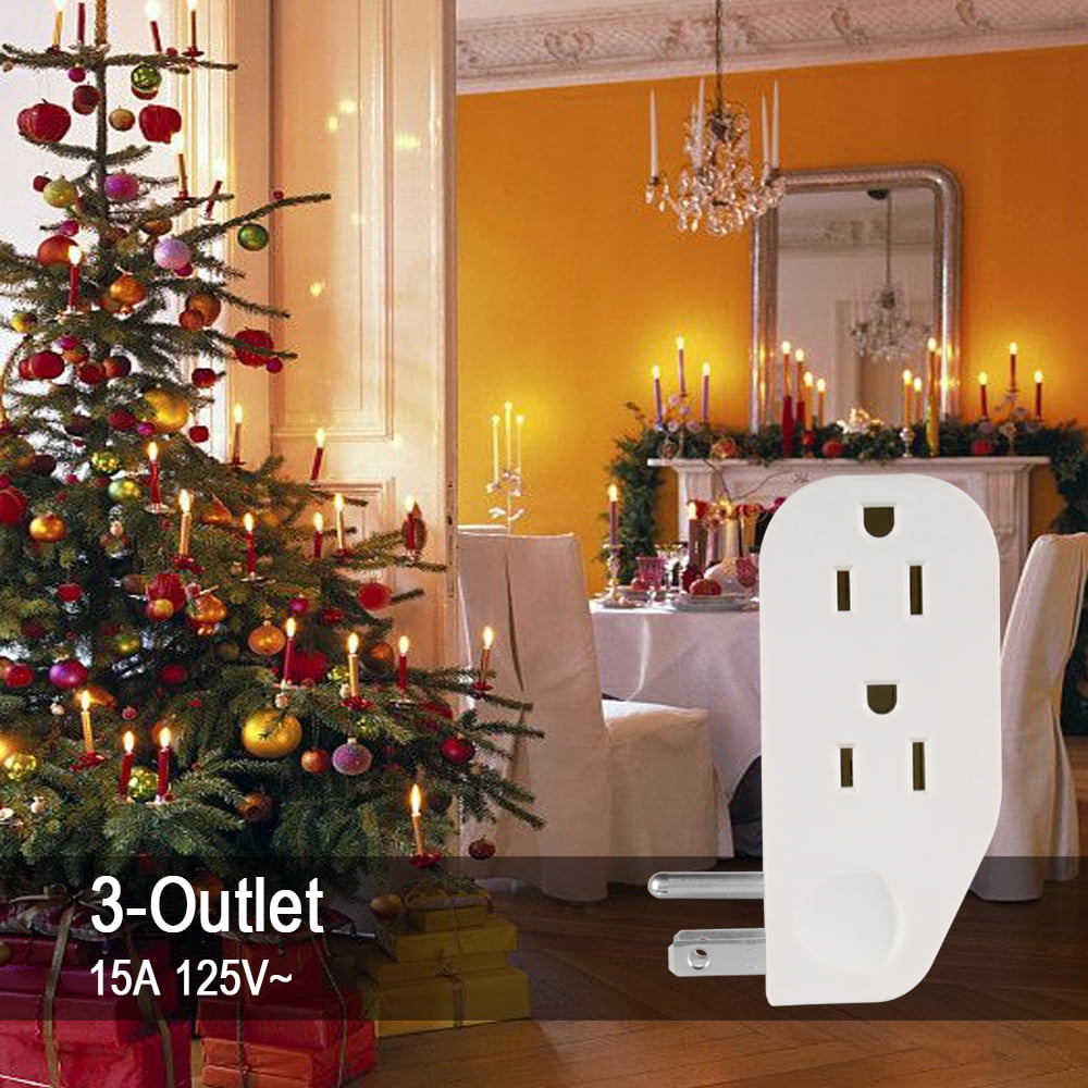 Hyper Tough 3-Outlet Grounded White Right Angle Plug-in Type Wall Tap, 15 Amps