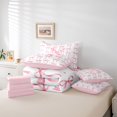 thumbnail image 6 of Manfei Personalized Letter N 7pcs Queen Bedding,Cute Pink Bowknot Bedding Comforter Set Queen,Pink Reversible, 6 of 7