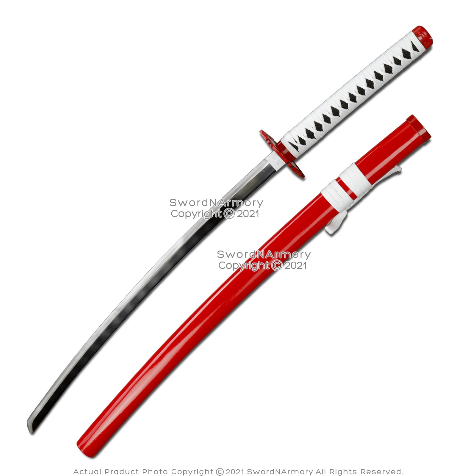 Munetoshi Red Steel Giyu Tomioka Nichirin Katana Sword Demon Killer Anime Fantasy