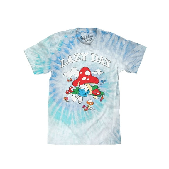 Tee Luv Men's The Smurfs Lazy Day Tie Dye Shirt (S)
