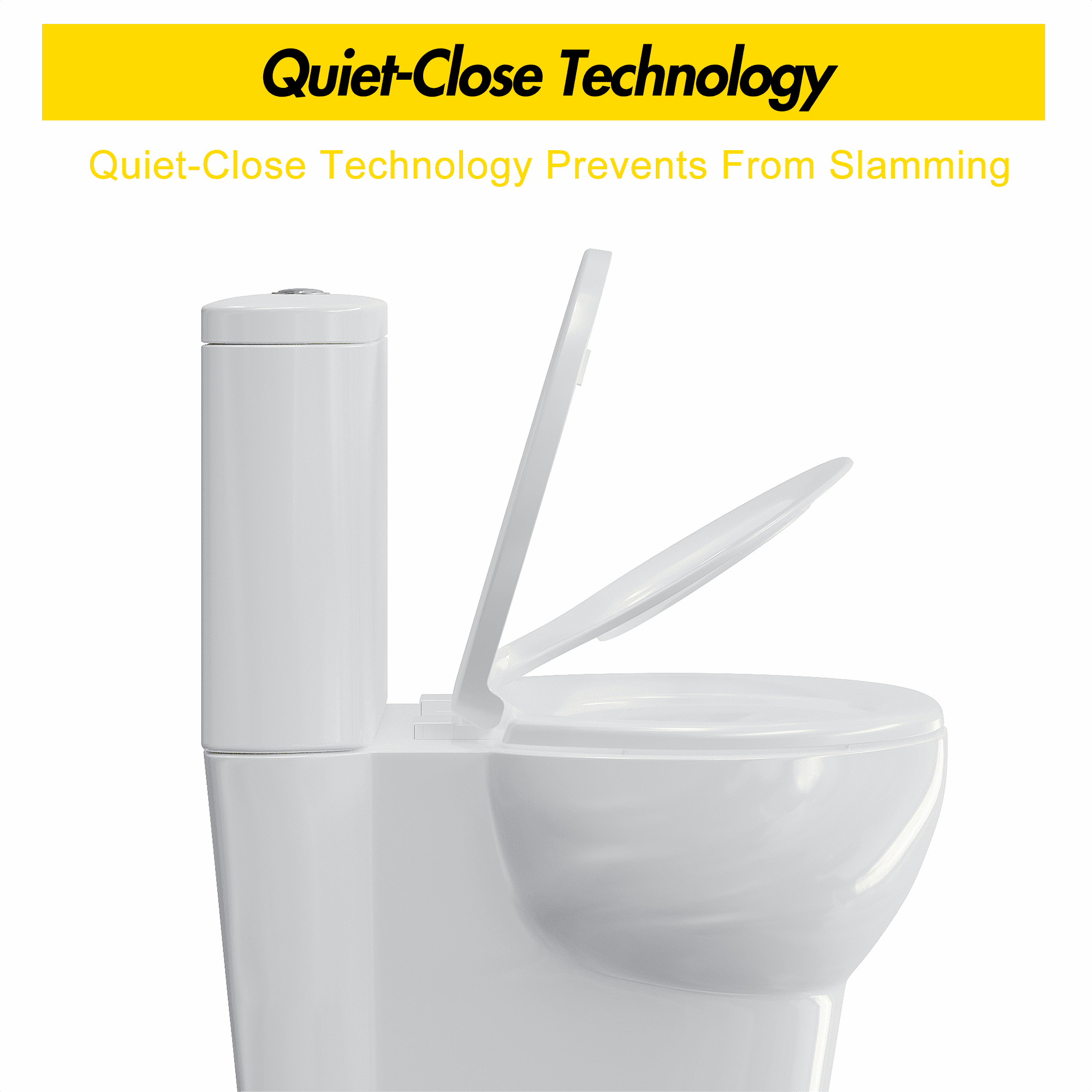 Premium Toilet Seat, Slow Close & Quick Release Toilet Seat with Secure-Lock No Slip Hinges