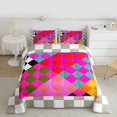 thumbnail image 2 of Manfei Teens Adults Minimalist Colorful Grid Full Size Comforter Sets 3-Piece,Geometric Plaid Bedding Comforter Set,Vintage Aesthetic Lightweight Bedding Sets,Super Cozy Room Decor,Reversible, 2 of 8