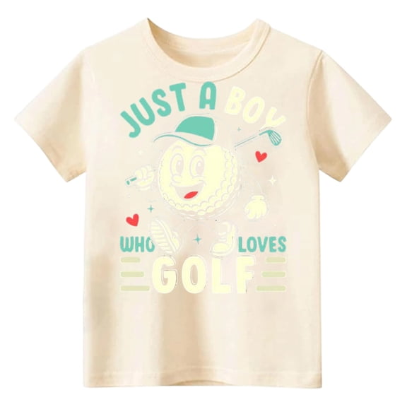 Bysome Boys Tops Summer Letter Print Short Sleeve Crew Neck Tees Casual Boys Shirt Size 2-3 Years Beige