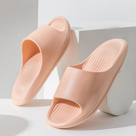 

YTJX Men And Women Slippers Bathroom Home Slippers Solid Color Flat Bottom Home Sandals