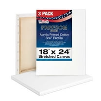 U.S. Art Supply 18 x 24 inch Stretched Canvas 12-Ounce Triple Primed, 3-Pack - Professional Artist Quality White Blank 3/4" Profile, 100% Cotton, Heavy-Weight Gesso - Acrylic Pouring, Oil Painting