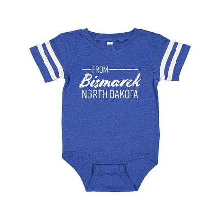 

Inktastic From Bismarck North Dakota in White Distressed Text Gift Baby Boy or Baby Girl Bodysuit