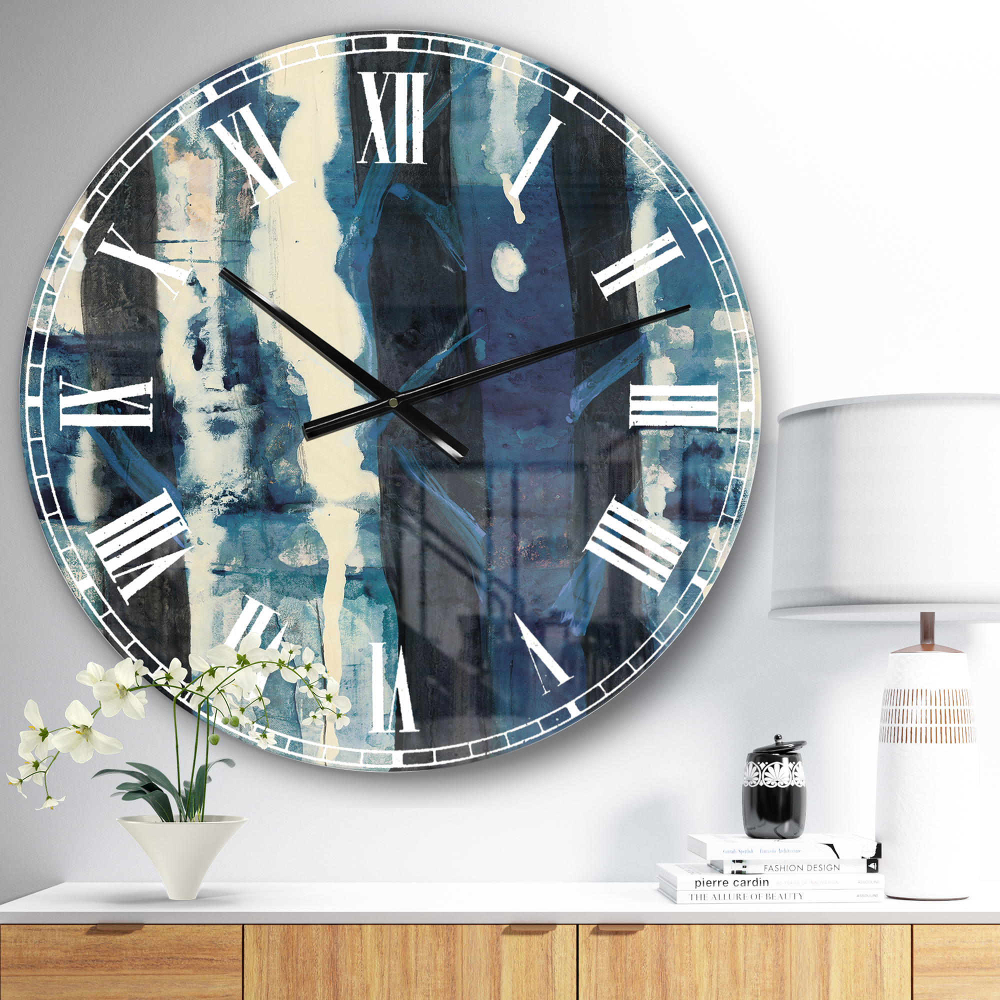 Designart 'Deep Woods II Indigo' Metal Wall Clock