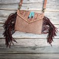 thumbnail image 2 of Fabrica Kraft Leather Tooled Fringe Boho Crossbody Bag – Bohemian Leather Purse, 2 of 6