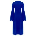 thumbnail image 4 of Yeahdor Kids Girls Renaissance Medieval Costume Long Bell Sleeves Fairy Dress Retro Princess Maxi Gown Blue 8, 4 of 6