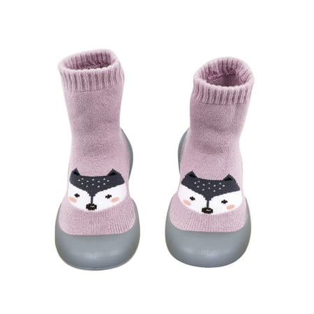 

Toddler Indoor Cartoon Soft First Walkers Casual Baby Elastic Socks Shoes Baby Boy Slippers Toddler Extra Wide Shoes