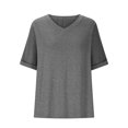 thumbnail image 4 of T-Shirts For Women Sevevn Women's Solid Oversized Summer V-Neck Basic Casual Loose T-Shirt, 4 of 7