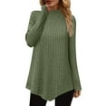 thumbnail image 2 of ClodeEU Womens Fall Tunic Tops，Turtleneck Lightweight Sweaters ， Long Sleeve Shirts，Asymmetrical Hem Top Army Green,Womens Plus L, 2 of 7