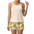 thumbnail image 4 of JULMCOMO Tankini Swimsuits for Women Sunflower Print Drawstring Crew Neck Sports Bathing Suit Beach Summer Two Piece Swimsuit Fluorescence Yellow XL, 4 of 6