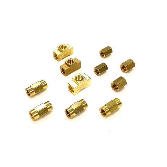 The Stop Shop Brake Line Coupler and Tee Block Kit for 3/16 and 1/4 Inch Brake Line (Pack of 11)
