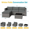 thumbnail image 4 of CozyHome 5-Piece Patio Rattan Furniture Set, Wicker Outdoor Sectional Sofas with Ottoman and Coffee Table, Grey, 4 of 8