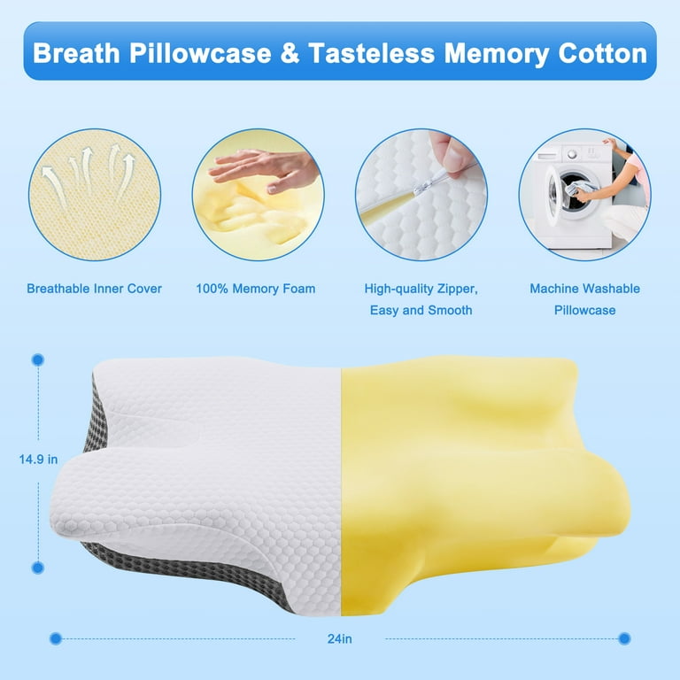  MDSWZAI Memory Foam Cervical Spine Pillow for Neck Pain Relief,  Neck and Cervical Pillow for Bed Improved Sleep,58 * 34 * 10CM : Home &  Kitchen