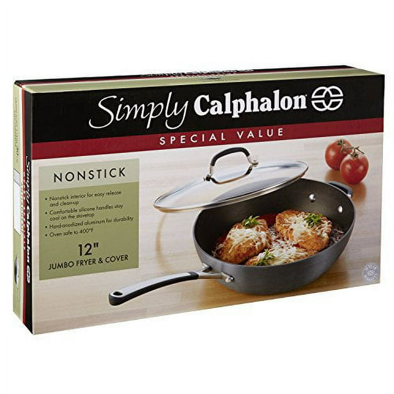 Simply Calphalon 12 Inch Jumbo Non-stick Deep Fry Pan 1612 Kitchen Skillet  EUC