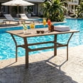 thumbnail image 6 of Outsunny Outdoor Coffee Table, All-Weather Rectangle Patio Coffee Table with Slatted Tabletop for Outside, Patio, Brown, 6 of 9