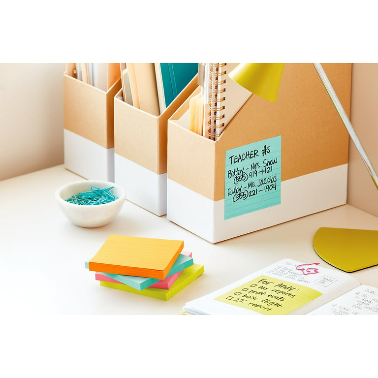 Post-it® Super Sticky Notes, Assorted Sizes, Miami Collection, 4 Pads/Pack,  45 Sheets/Pad