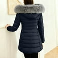thumbnail image 5 of Womens Long Quilted Puffer Coat Down Jacket Women Fashion Solid Color Long-Sleeved Zipper Pockets Hooded -Padded Jacket Coat Blouse Navy XXXXL, 5 of 5