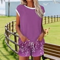 thumbnail image 4 of Outfits for Women Crew Neck Cap Sleeve Casual Tops and Shorts with Pocket Summer 2 Piece Lounge Set, 4 of 6